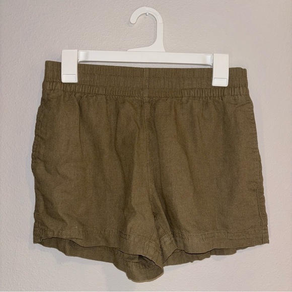 Old Navy Women's Olive Linen Blend High Waist Shorts - Picture 1 of 6